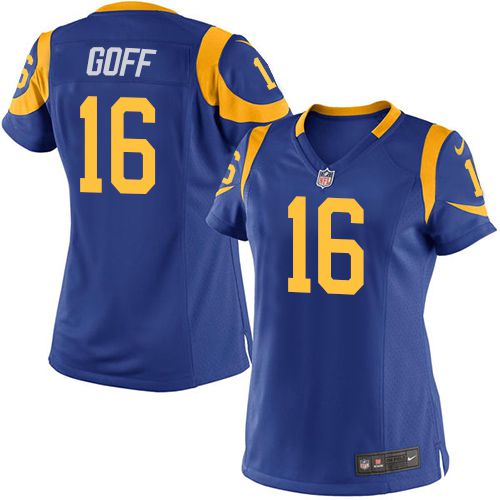 Nike Rams #16 Jared Goff Royal Blue Alternate Women's Stitched NFL Elite Jersey